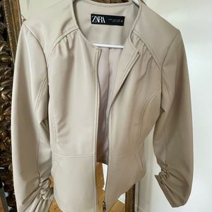 Zara leather jacket, 3/4 gather sleeves